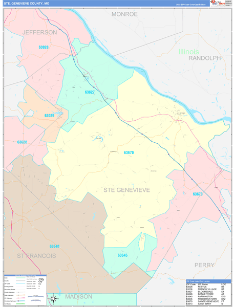 Ste Genevieve County Digital Map Color Cast Style